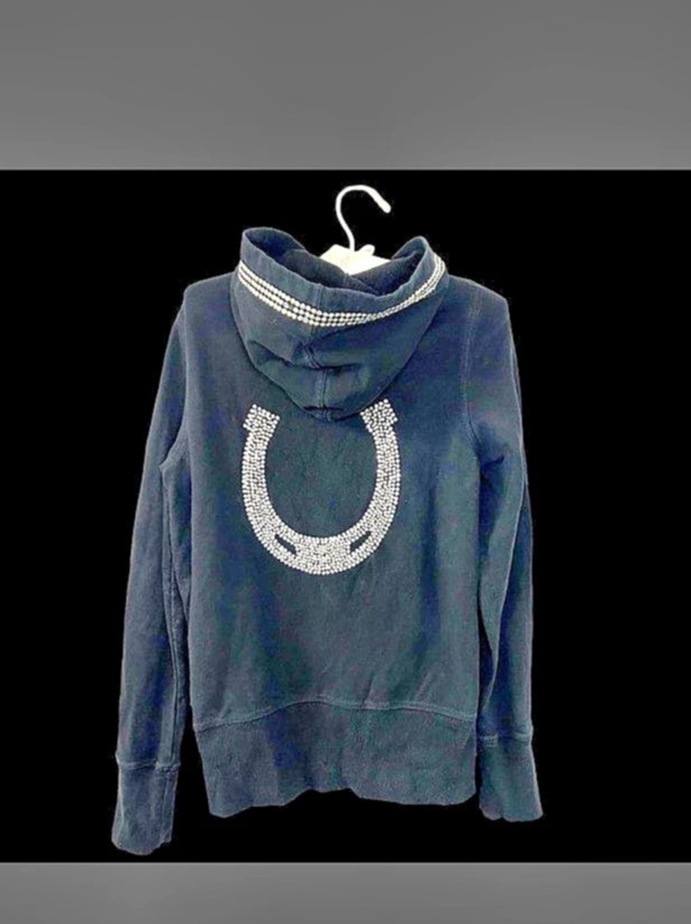 Horseshoe Hoodie Rhinestone Hoodie in Black
